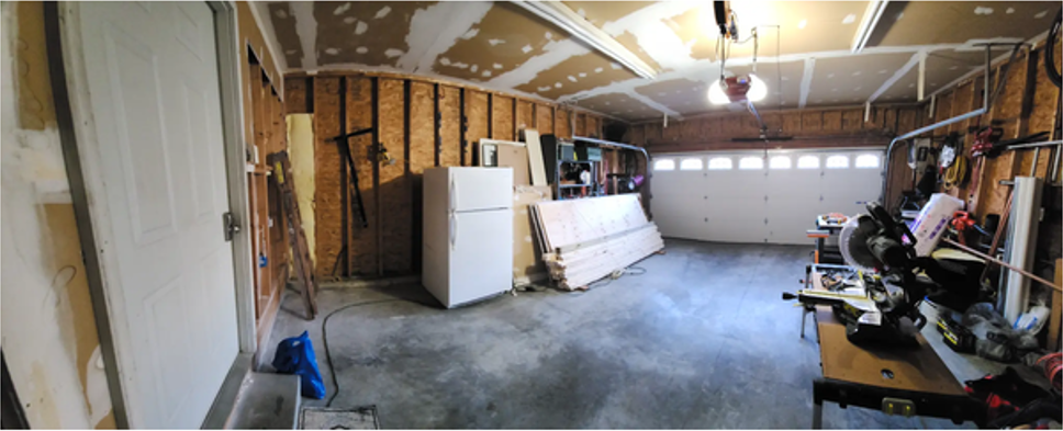 Garage workshop transformation beginning - original state before conversion
