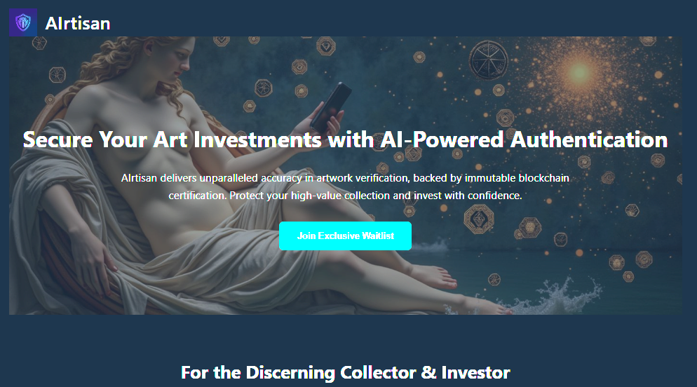 AIrtisan.net web platform showcasing AI-enhanced development techniques
